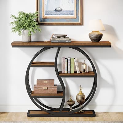 47.24" Entryway Table Wood Accent Tables with Metal Frame