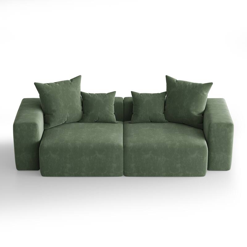 Corduroy Upholstered Modular Sectional Sofa with Ottoman