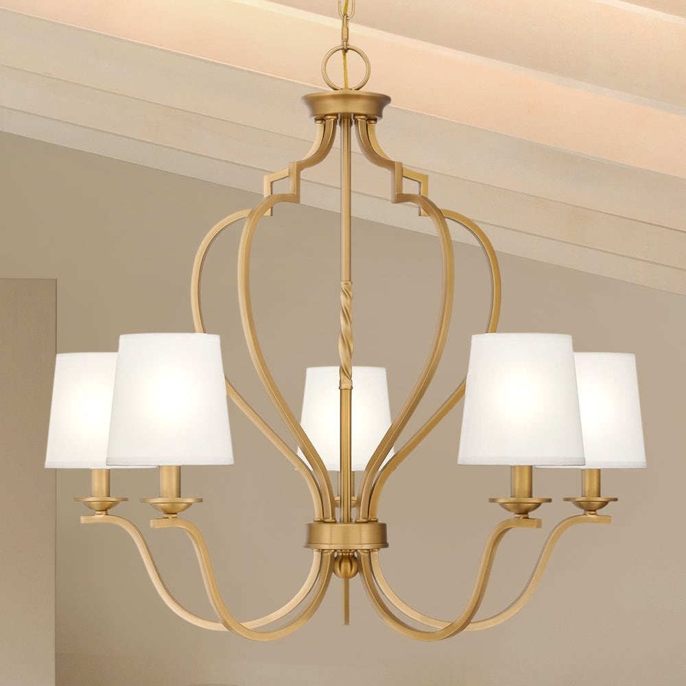 Luxury Classic Chandelier, 25.5H x 27.5W, with Industrial Style, Brushed Weathered Brass, UQL5950 by Urban Ambiance