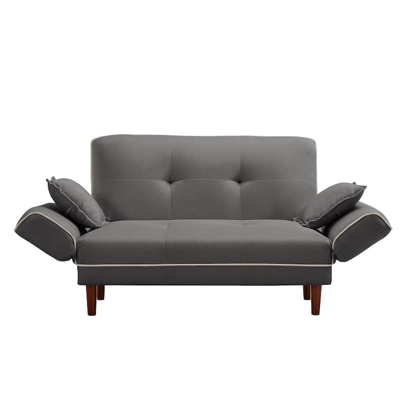 Multifunctional Sofa Bed Sleeper with 2 Pillows Beige Fabric