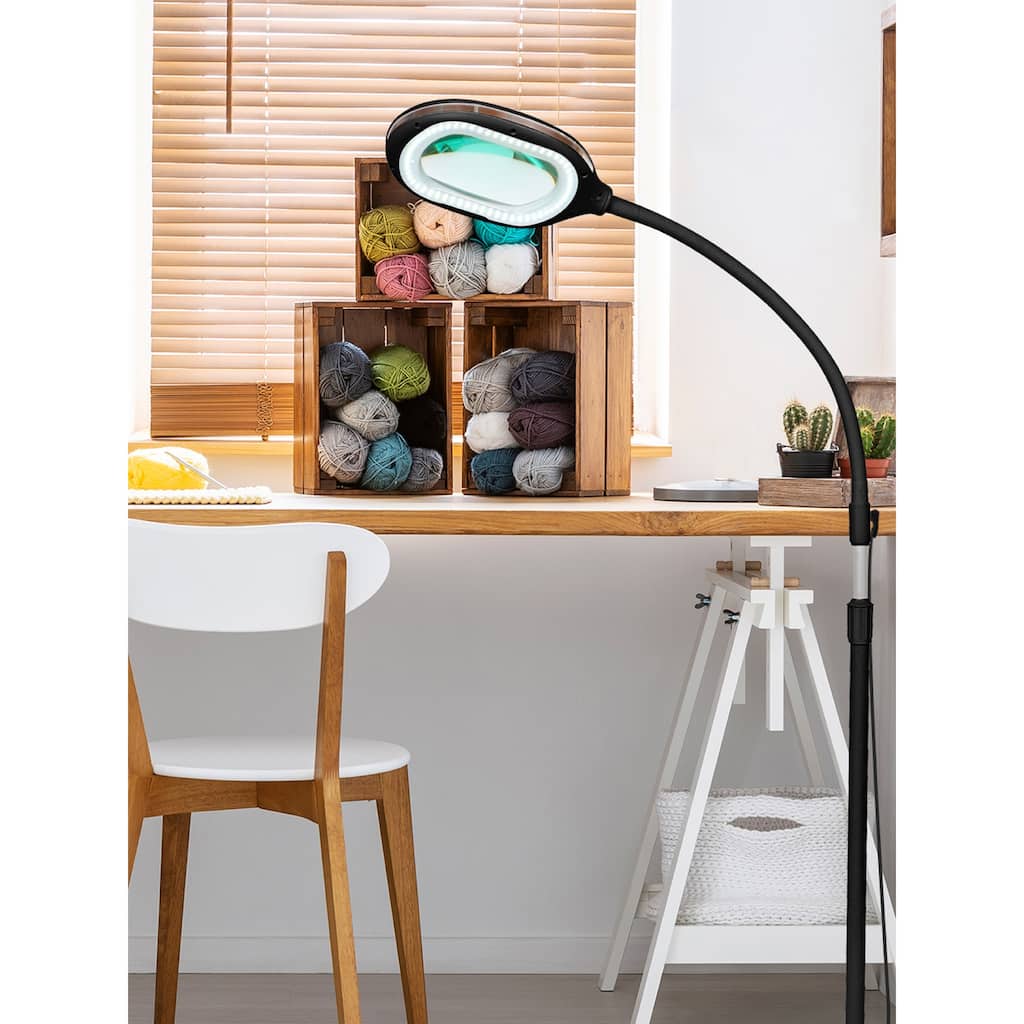 Brightech Lightview Pro 3-in-1 51 in Classic Black Industrial Dimmable LED Floor Lamp with Interchangable Table Clamp Base