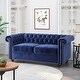 preview thumbnail 14 of 42, Brinkhaven Contemporary Button Tufted Loveseat with Nailhead Trim by Christopher Knight Home Velvet + Midnight Blue + Dark Brown