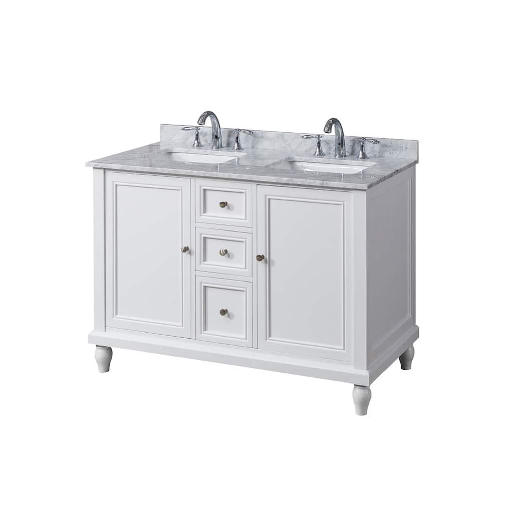 Classic 48 in. Vanity in White with White Carrara Marble Top