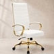 preview thumbnail 24 of 98, Benmar Ribbed Leather Executive High Back Office Chair with Gold Frame, Swivel, Tilt, Lumbar Support