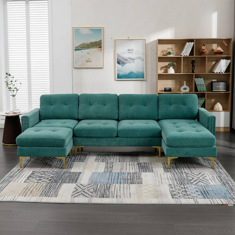 110" L-Shape Convertible Sectional Sofa Couch