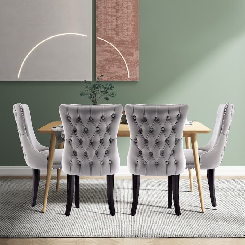 KATA Velvet Upholstered Wingback Dining Chairs Set of 4