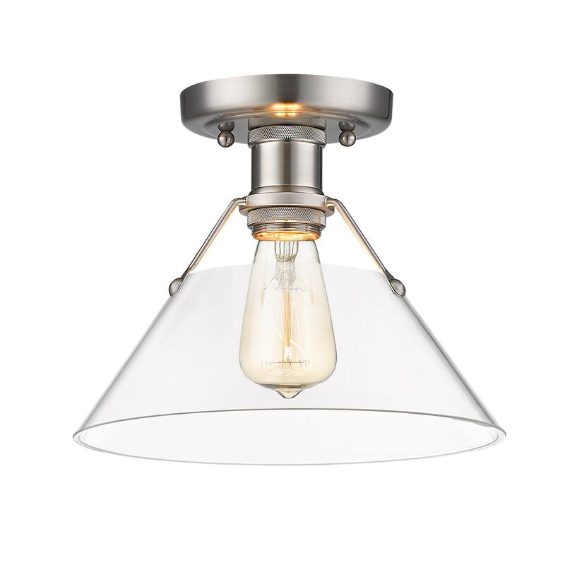 Orwell 1-Light Flush Mount in Pewter with Clear Glass - Silver