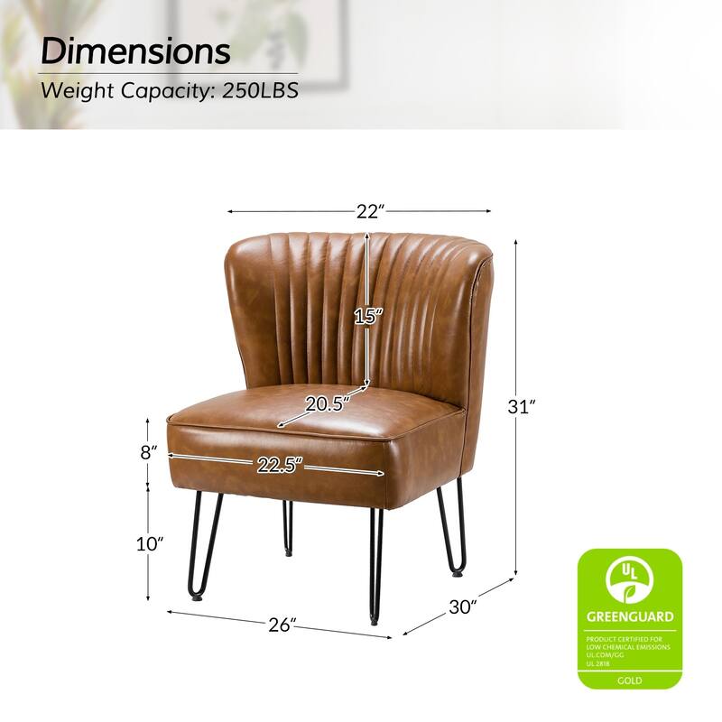 Donia Modern Faux Leather Wingback Armless Side Chair with Metal Legs by HULALA HOME