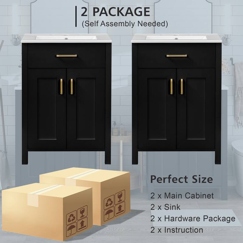 GDFStudio - Nova Wood & Ceramic Bathroom Vanity Cabinet with Single Sink