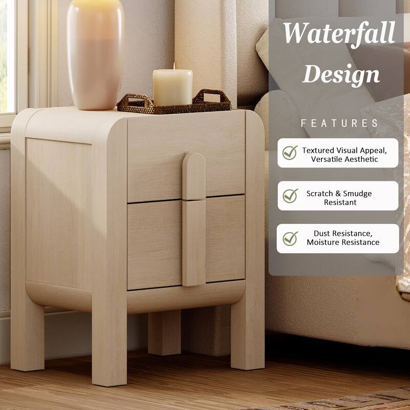 WAMPAT Wooden Dresser And Nightstand Sets, 5 Pcs Bedroom Set, Night Stand Set Of 2, 12 Drawer Dresser With Curved Profile Design