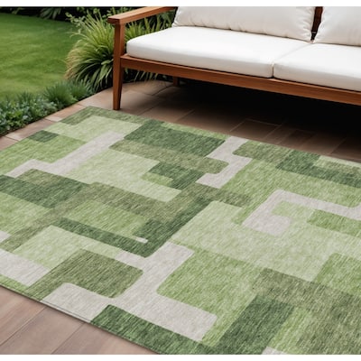 HomeRoots Abstract Transitional Rectangle Outdoor Rug