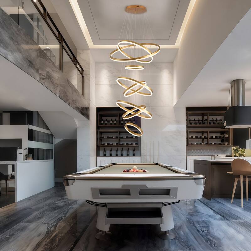 Modern LED Ring chandelier Large High Ceiling Chandelier