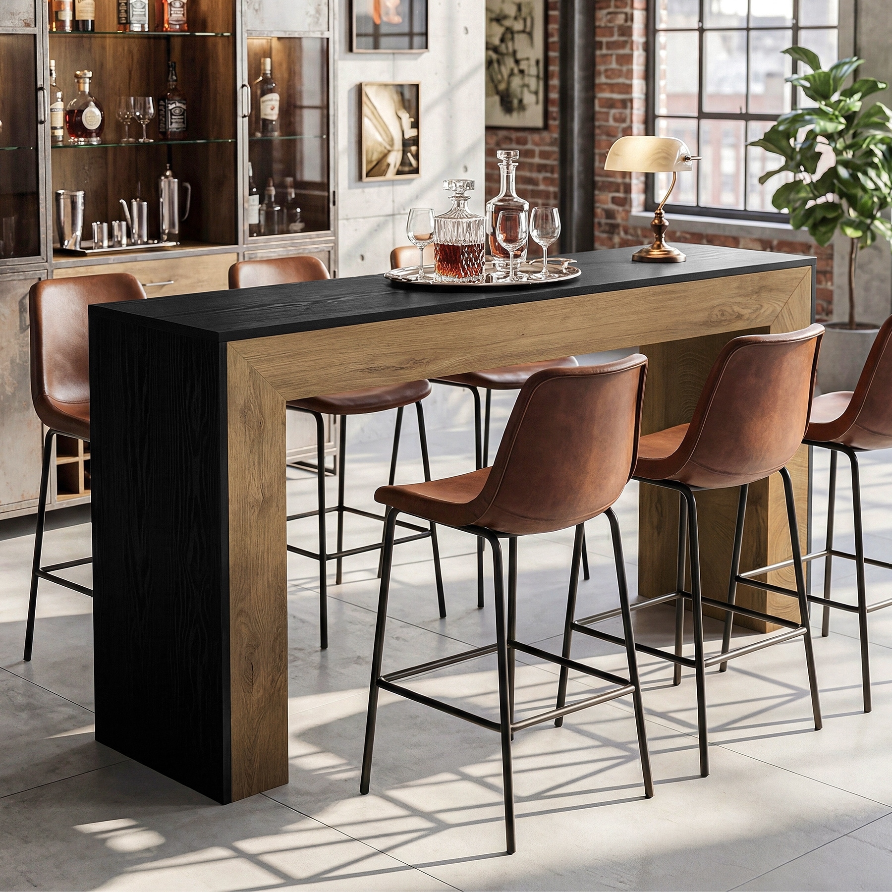 63" Minimalist Bar Table, Modern Industrial Bar Height Dining Table
