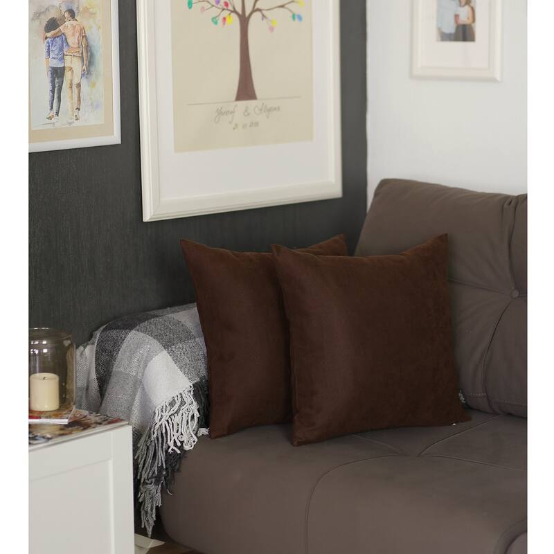 Honey Set of 2 Decorative Throw Pillow Cover Solid Color Square 22" in