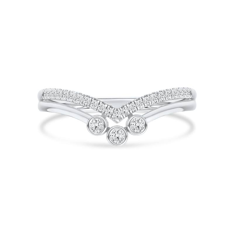 1/10ct TDW Diamond Contour Wedding Band in 10k Gold for Women