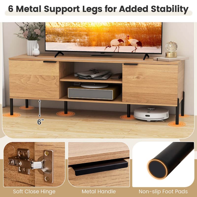Costway 2-Door TV Stand with Charging Station Media Entertainment - See Details