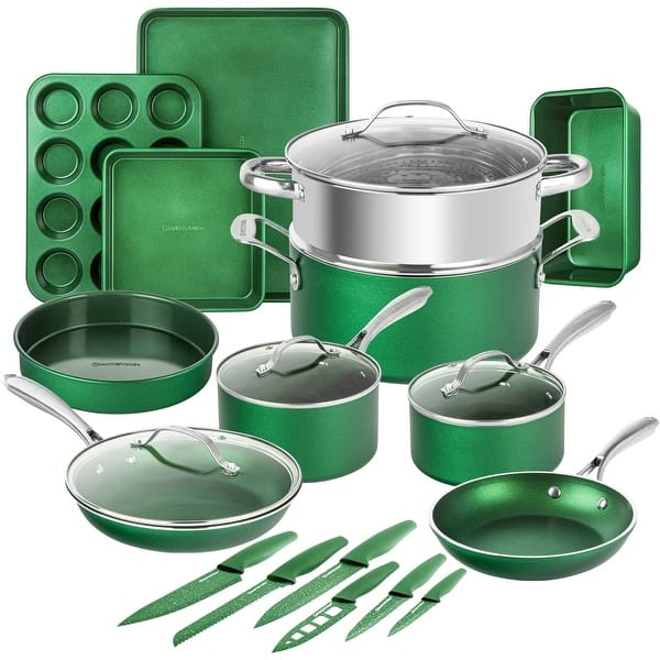 Emerald Pots and Pans Set Nonstick, 21 Piece Ultra Durable Complete