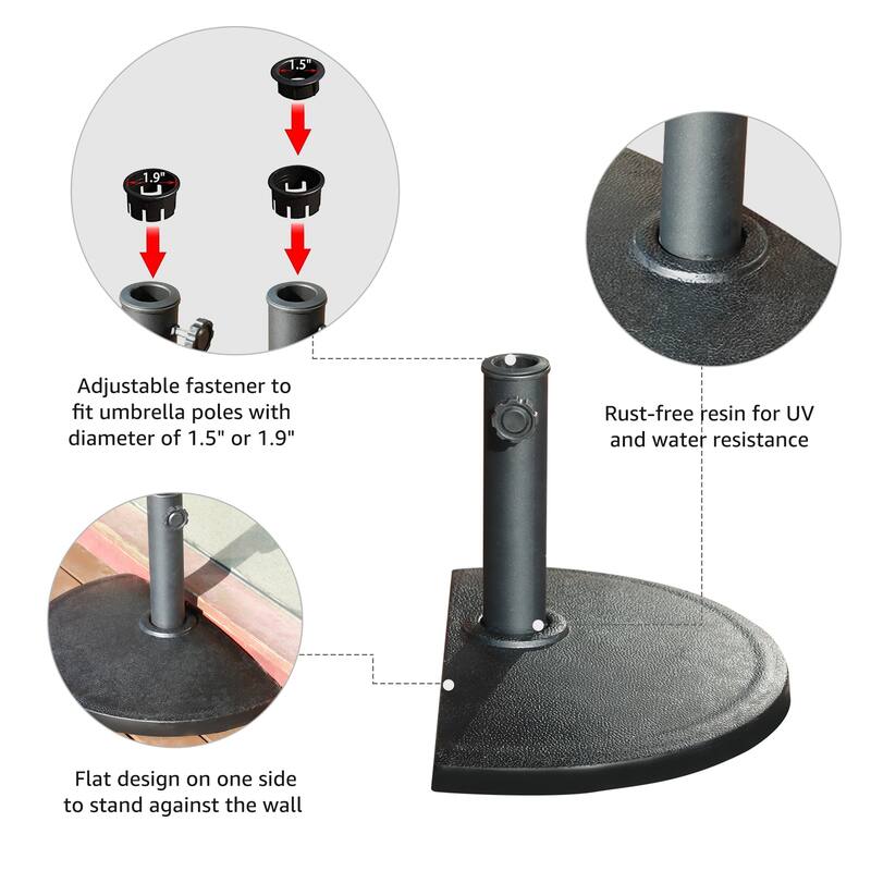 Patio Half Round Umbrella Base Stand Outdoor Half Umbrella Base