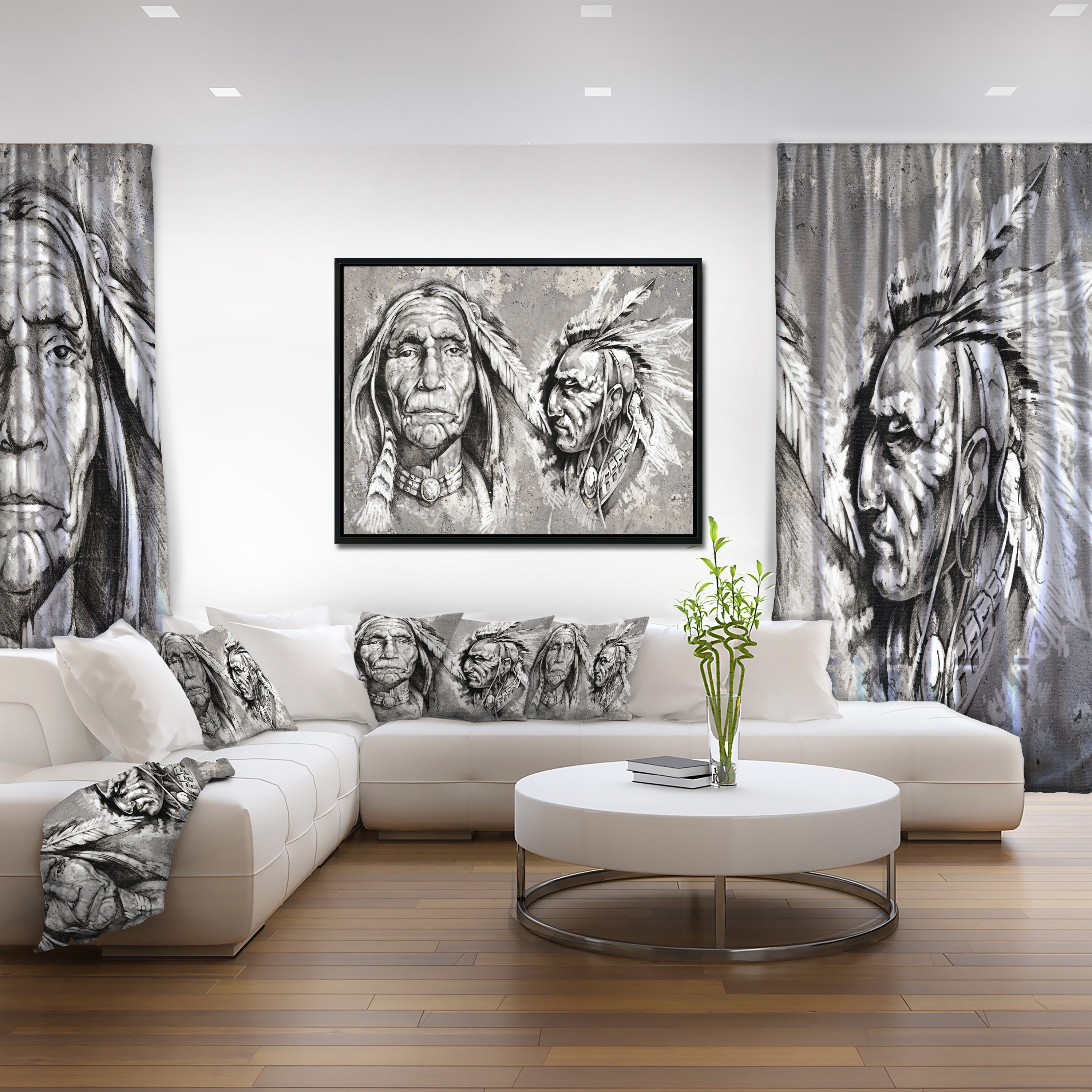 Shop Designart Native American Indian Heads Abstract Portrait