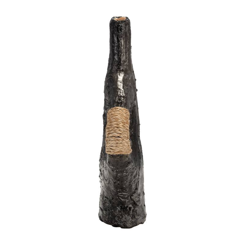 Sagebrook Home Terracotta 14"H, Double Handle With Twine Vase, Black, Novelty, Terracotta, Contemporary, 14"H, Textured
