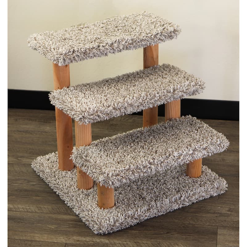 Solid Wood Stairs for Cats and Dogs, Gray Speckled