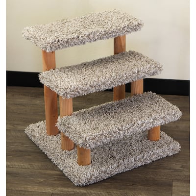 Solid Wood Stairs for Cats and Dogs, Gray Speckled