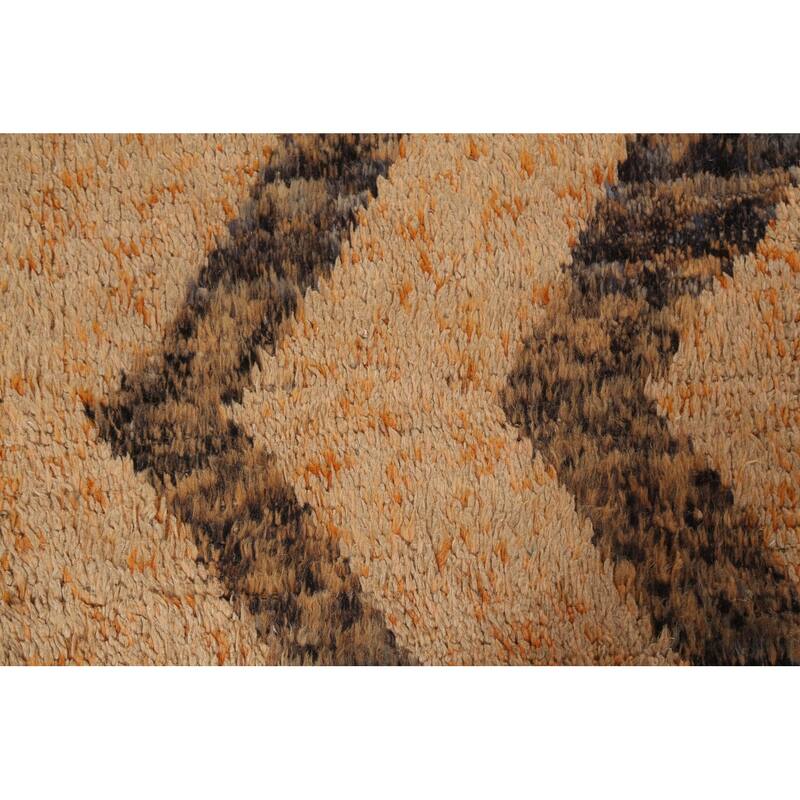 Geometric Tribal Moroccan Area Rug Wool Hand-knotted Oriental Carpet - 9'1" x 12'10"