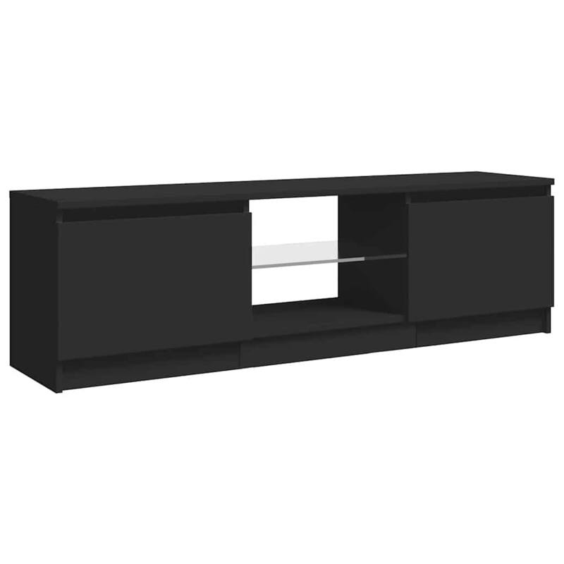 vidaXL TV Cabinet Black Engineered wood, tempered glass Medium - 47.2" x 12" x 14"