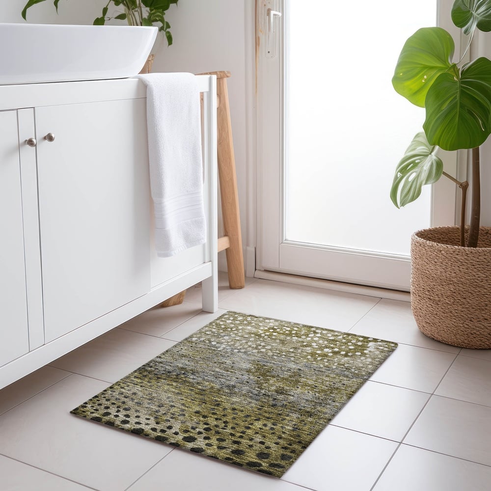 Machine Washable Indoor/ Outdoor Abstract Modern Chantille Rug