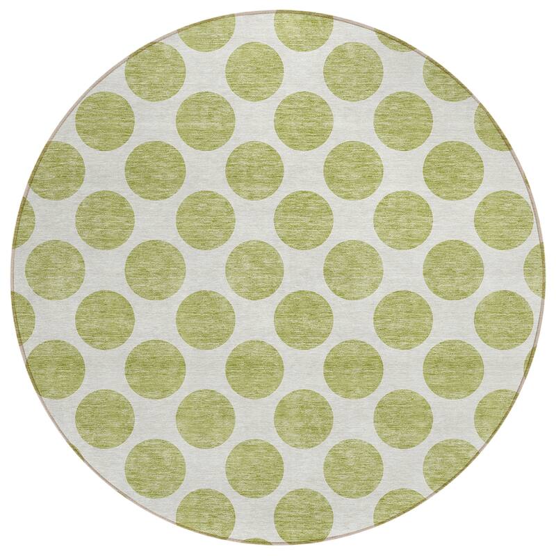 Machine Washable Indoor/ Outdoor Polka Dots Chantille Rug