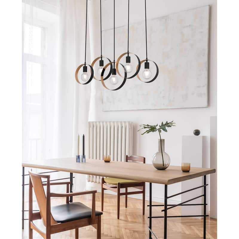Westinghouse Lighting Olympus Five-Light Indoor Chandelier, Matte Black Finish with Textured Gold Accents