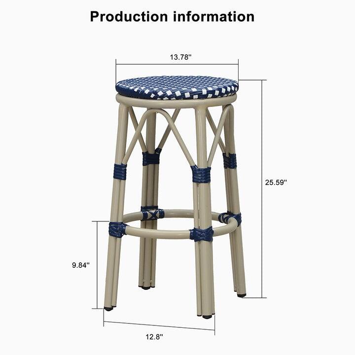PURPLE LEAF Patio Bar Stools Set of 2 Handwoven Wicker Bar Height Stool Modern Aluminum High Bar Chairs