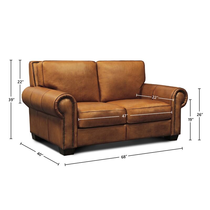 Valencia Top Grain Hand Antiqued Leather Traditional Loveseat