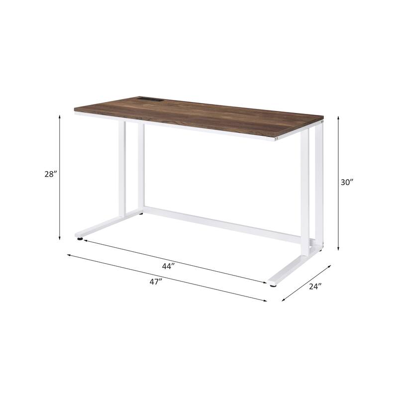 Tyrese Walnut & White Finish Writing Desk W/USB