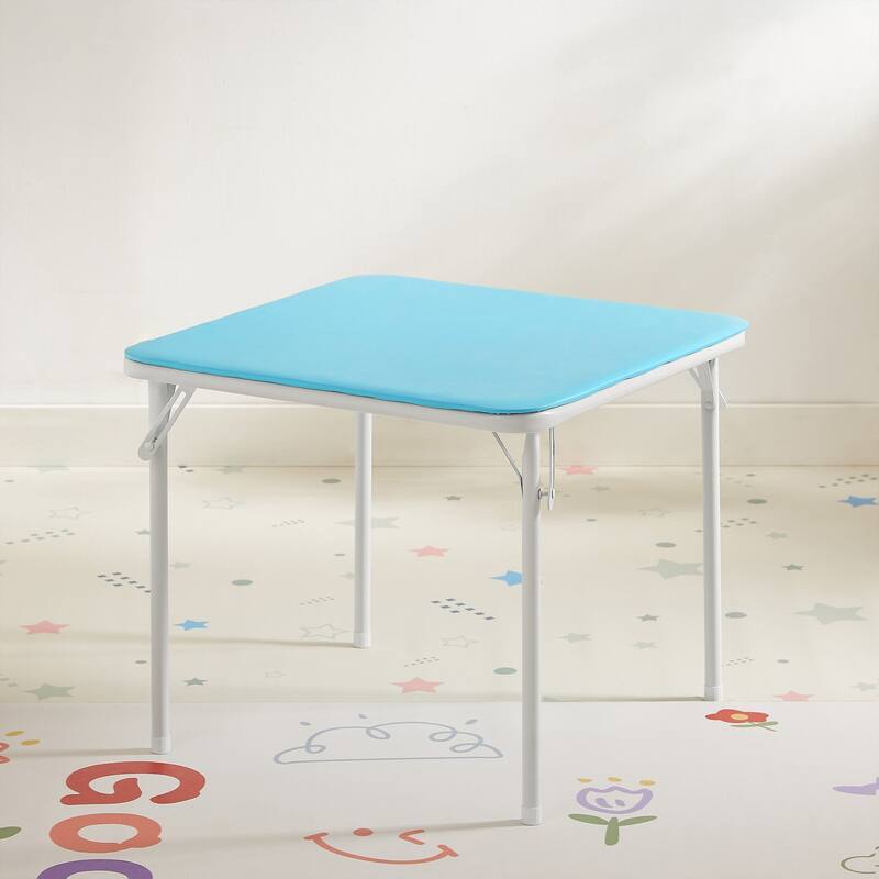 Kids Folding Card Table, Foldable and Portable, with Ultra Soft PU Padded Cushion, Black - Blue
