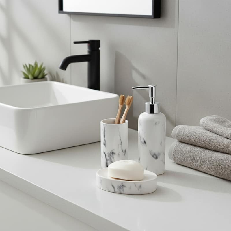 Marble Collection Bath Accessory Set Pieces