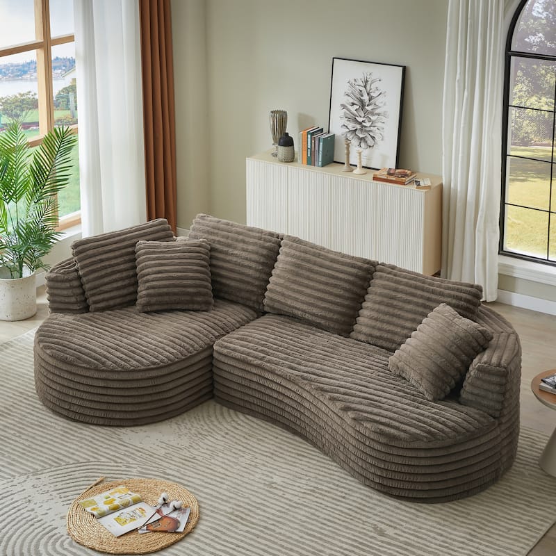Modern Curved L-Shape Luxury Sectional Oversized Sofa: Minimalist Design,Comfy Sleeper Couch,No Assembly Required