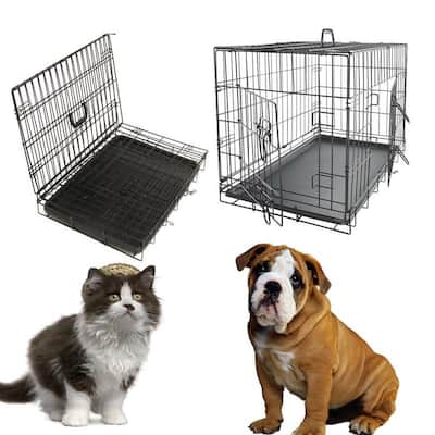 20" to 48" Folding Metal 2 Door Pet Kennel Playpen Dog Crate