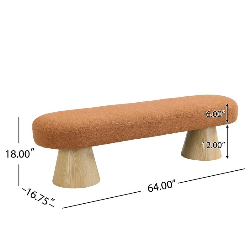 Leisure Bench End of Bed Bench Entryway Bench, Boucle Ottoman Dining Bench Upholstered Bench with Wood Legs