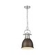 preview thumbnail 2 of 0, Yep by Golden Lighting Duncan 1-light 9in Chain Hung Pendant in Pewter and Rubbed Bronze shade