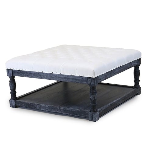 Cairona Tufted Textile 34-inch Shelved Ottoman Table