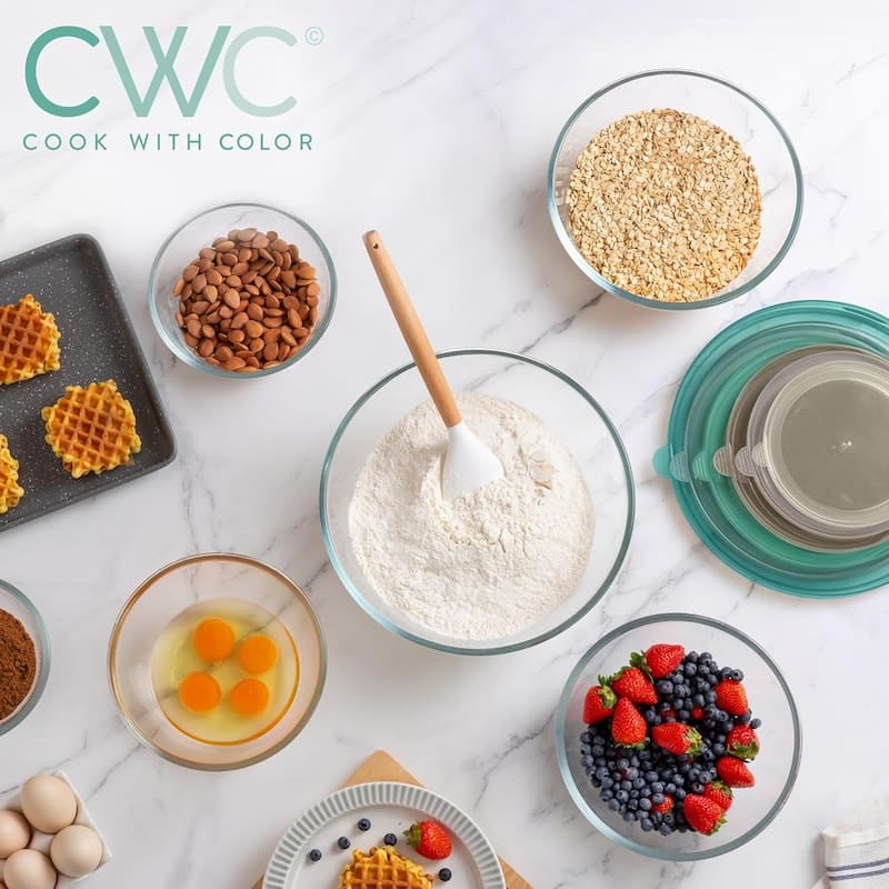 COOK WITH COLOR 12 Pc Glass Nesting Mixing Bowl Set with Lids for Cooking and Prep