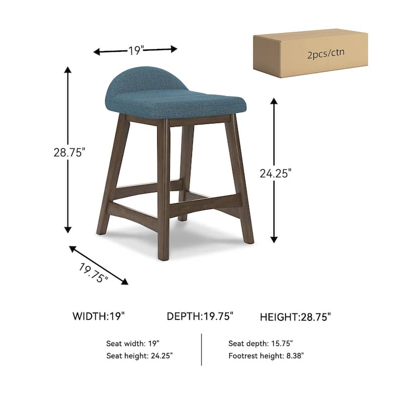 Signature Design by Ashley Lyncott Upholstered Counter Height Bar Stool (Set of 2) - 19"W x 20"D x 29"H