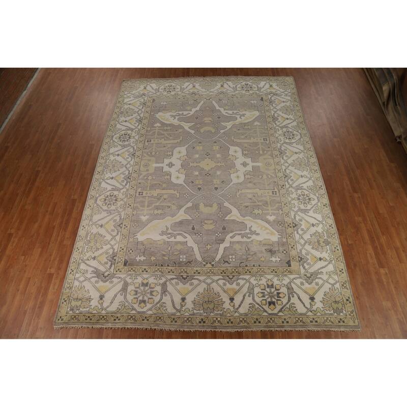Oushak Indian Large Rug Hand-Knotted Wool Carpet - 10'0"x 13'8"