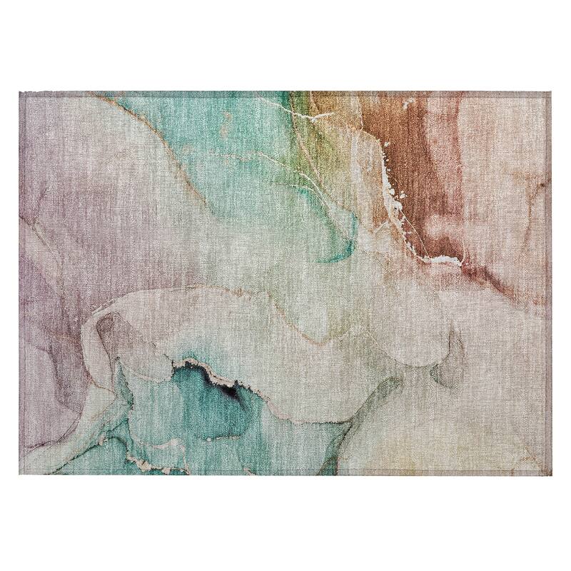 Machine Washable Indoor/ Outdoor Abstract Chantille Rug