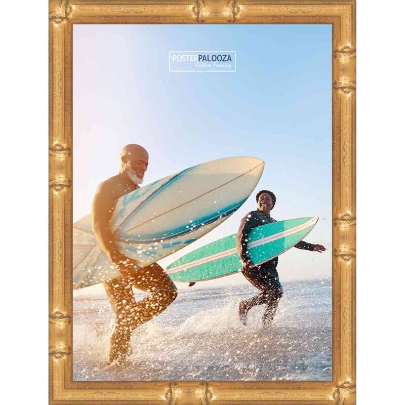 8.5x11 Frame Gold Bamboo Wood Picture Frame UV Acrylic, Foam Board