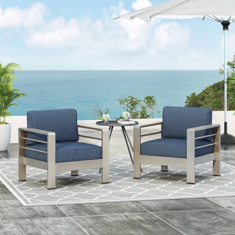 Cape Coral Outdoor Aluminum Club Chair with Cushions (Set of 2) by Christopher Knight Home