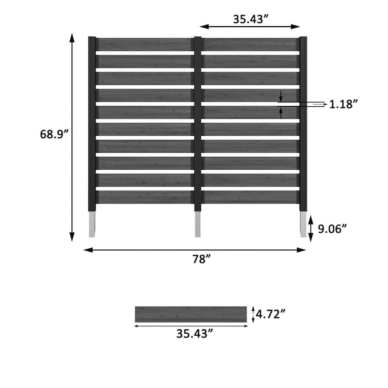 VEIKOUS 2 Pannel Versatile Outdoor Privacy Panels, Aluminum and Wooden Fence Panels for Garden - 78''×68.9''