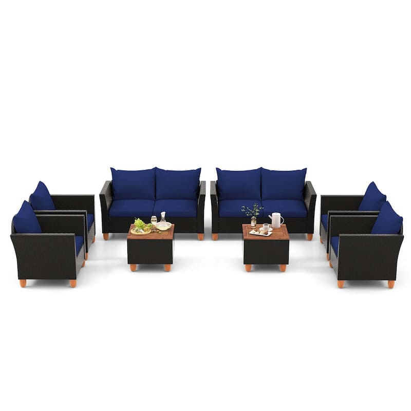 Costway 8 PCS Wicker Patio Furniture Set with Removable Cushions - See Details