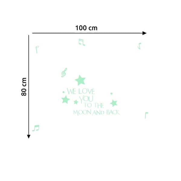 dimension image slide 0 of 2, Walplus Peel and Stick Wall Stickers Glow In The Dark Letter Star Note